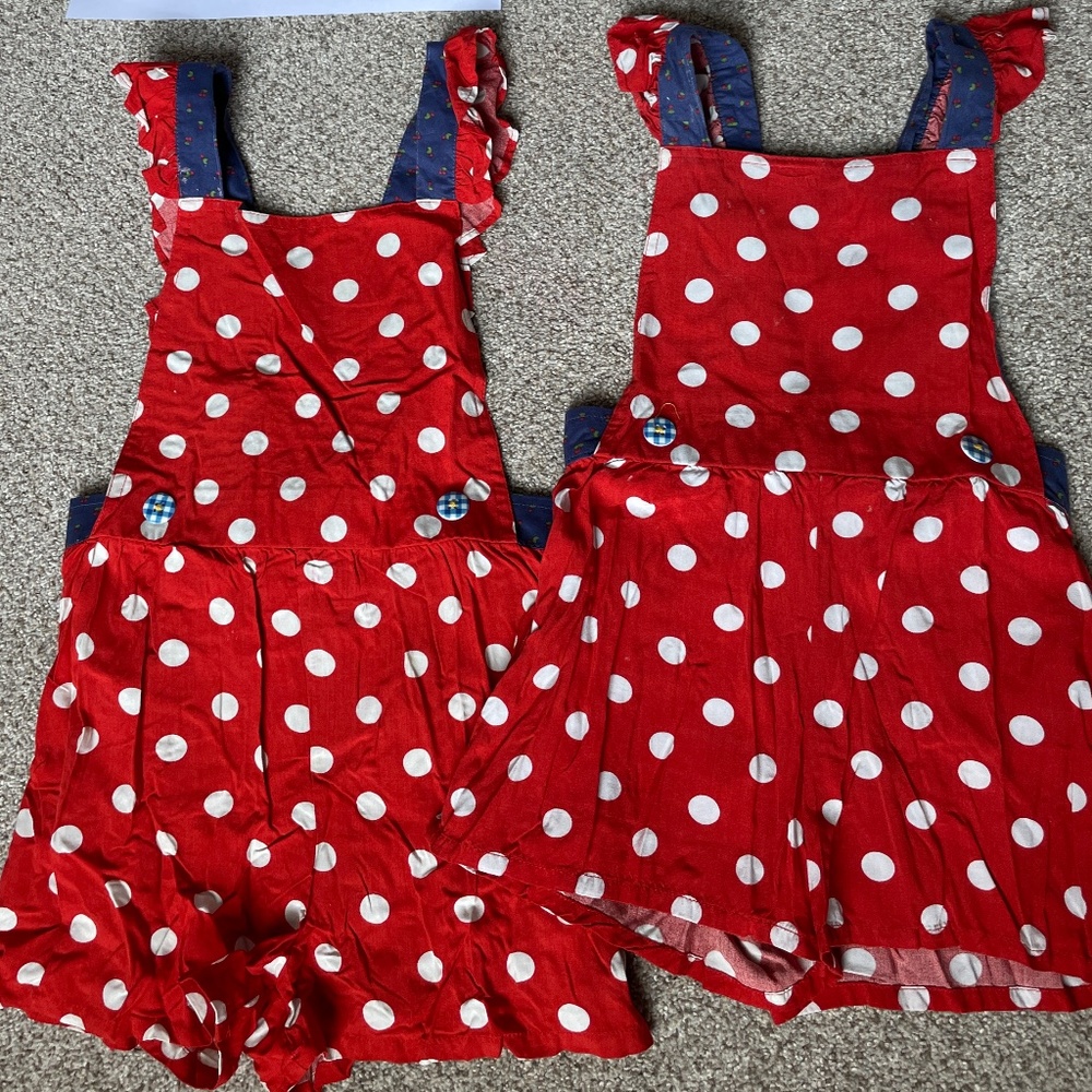 Matilda Jane polka dot sibling rompers